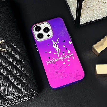 サンローラン iphone15 ケース 紫